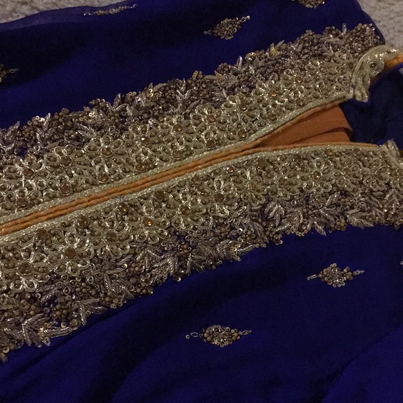 Pakistani/Indian Royal Blue/gold/orange 3 piece!💙 - Picture 2 of 9